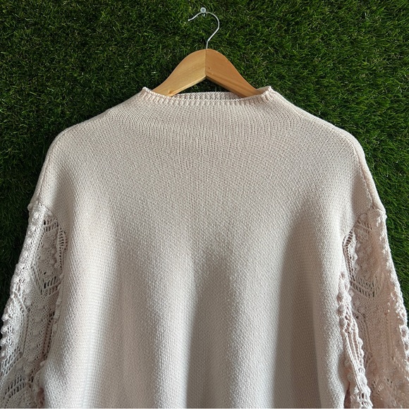 SHEIN Cream Statement Sleeve Mock Neck Sweater - Picture 3 of 6